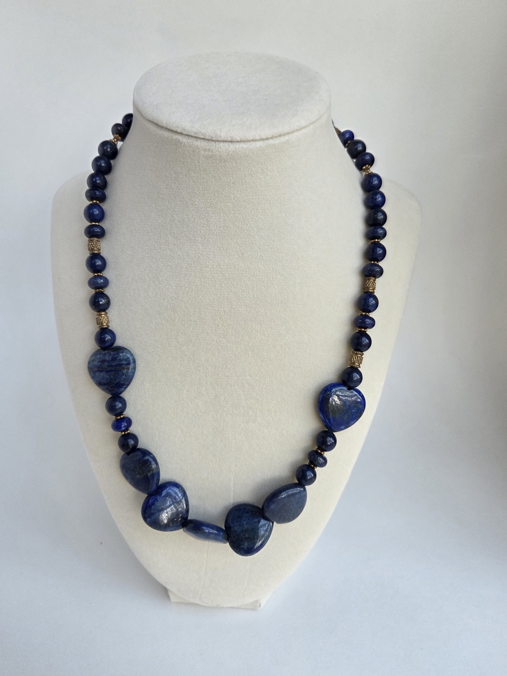 Lapis Blue Heart Bead Necklace